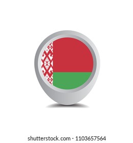 Belarus flag and navigation icon.Belarus here. map pointer