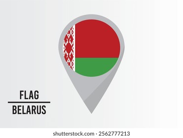 Belarus Flag on Location Pin. vector illustration