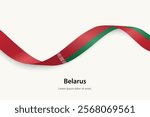 Belarus flag on Waving ribbon. Template for independence day
