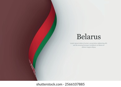 Belarus flag on Waving ribbon. Template for independence day