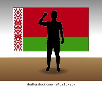 Textura de papel de la bandera de Bielorrusia, elemento de una sola pieza, diseño de Vector, bandera de Bielorrusia pegada en la pared, decoración o idea de celebración