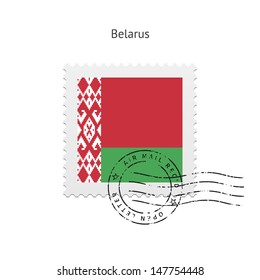 Belarus Flag Postage Stamp on white background. Vector illustration.