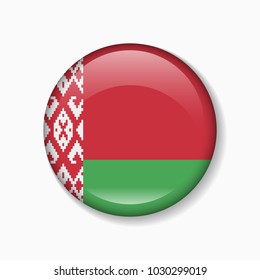 Belarus flag round badge or icon isolated on white background. Vector illustration.
