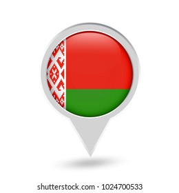 Belarus Flag Round Pin Icon. Vector icon.