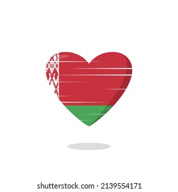 La bandera de Bielorrusia da forma a la ilustración del amor. Icono de amor de bandera flotante. Concepto de nacionalidad.
