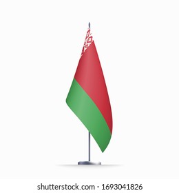Belarus flag state symbol isolated on background national banner. Greeting card National Independence Day of the Republic of Belarus. Illustration banner with realistic state flag.