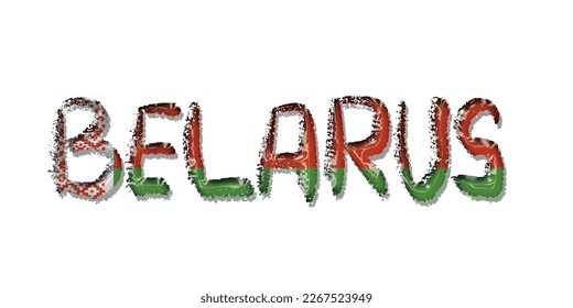 Belarus flag text font, symbol background, flag ribbon typography lettering logo label banner, 3D colorful background, vector illustration