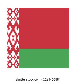  Belarus Flag Vector Square Icon - Illustration, Flag of Belarus. Abstract concept, icon, square, button. Raster illustration on white background.