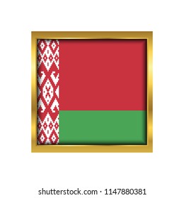 Belarus Flag Vector Square Icon - Illustration, Flag of Belarus. Abstract concept, icon,golden square, button. Raster illustration on white background.