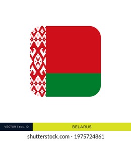 Belarus Flag Vector Stock Illustration Design Template. Rounded Square Shape.