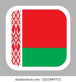 Bielorrusia Bandera Vector Ilustración de stock Plantilla de diseño. Forma cuadrada redondeada.