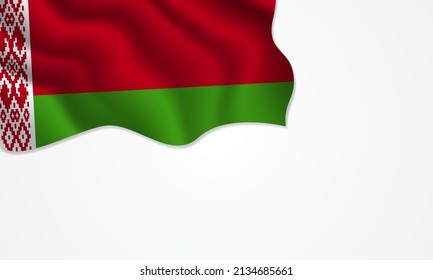 Bandera de Bielorrusia ondeando ilustración con espacio de copia en el diseño de fondo aislado