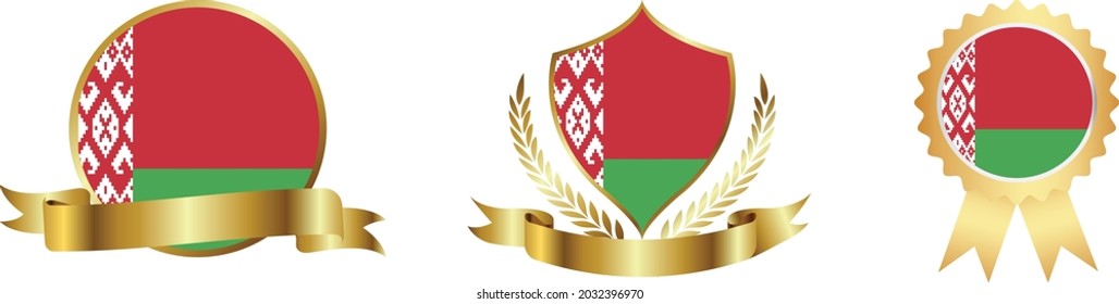 Belarus flags. Symbols of countries map
