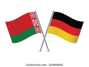 Belarus and Germany flags. Belarusian and German flags isolated on white background. Vector illustration.