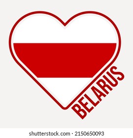 Belarus heart flag badge. Made with Love from Belarus logo. Former official flag of the country (1991-1995), now forbidden by the authorities. Vector illustration.