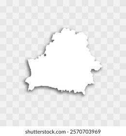 Belarus high detailed vector representation of country silhouette. White color on transparent background with dropped shadow. For educational, decorative, or informational use.