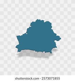 Belarus high detailed vector representation of country silhouette. 3D map on transparent background with dropped shadow. For educational, decorative, or informational use.