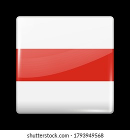 Belarus. Historische Flagge von Weiß-Rot-Weiß. Glossy Icon Square Form. Vectortaste