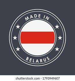 Belarus. Historische Flagge von Weiß-Rot-Weiß. Rundetikett mit Ländernamen für einzigartige nationale Waren. Vektorisoliert