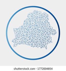 Belarus icon. Network map of the country. Round Belarus sign with gradient ring. Technology, internet, network, telecommunication concept. Vector illustration.