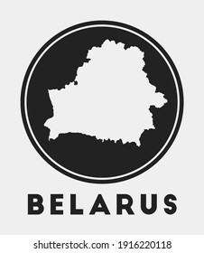 Belarus icon. Round logo with country map and title. Stylish Belarus badge with map. Vector illustration.