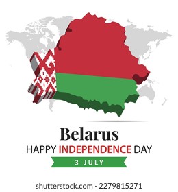 Belarus Independence Day, 3d rendering Belarus Independence Day illustration with 3d map and flag colors theme