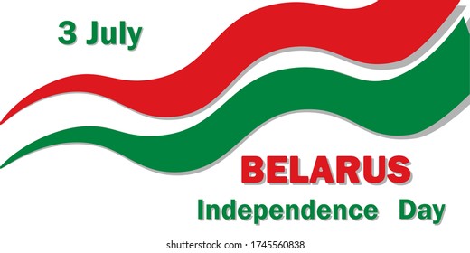 Belarus Independence Day is annually celebrated on July 3 with a vector poster in traditional red-green colors. All elements are isolated.