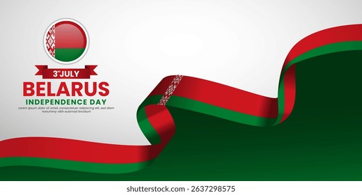 Belarus Independence day banner background 3rd of July design element with realistic waving flag
