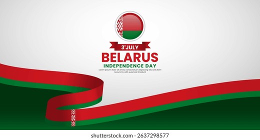 Belarus Independence day banner background 3rd of July design element with realistic waving flag