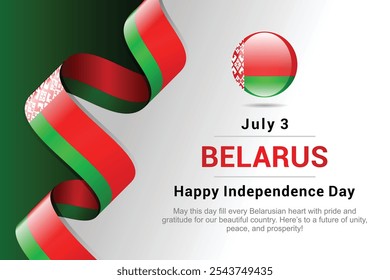 belarus Independence Day banner design with flag ribbon