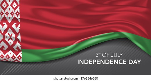 Belarus independence day greeting card, banner with template text vector illustration. Belarusian memorial holiday 3rd of July design element with stripes