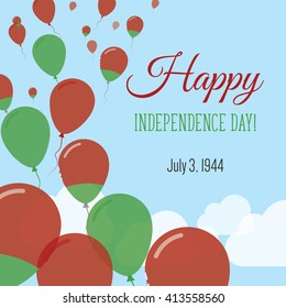 Belarus Independence Day Greeting Card. Flying Flat Balloons In National Colors of Belarus. Happy Independence Day Vector Illustration. Belarusian Flag Balloons.