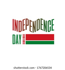 Plantilla de texto del Día de la Independencia de Bielorrusia con diseño de tipografía de bandera ondeando para publicación en medios sociales.