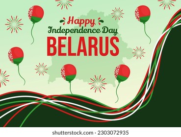 Belarus Independence Day Vector Illustration on 3 July with Waving Flag in National Holiday Flat Cartoon Hand Drawn Landing Page Background Templates