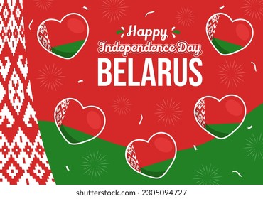 Belarus Independence Day Vector Illustration on 3 July with Waving Flag in National Holiday Flat Cartoon Hand Drawn Landing Page Background Templates