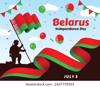 Belarus Independence Day Vector Illustration on 3 July with Waving Flag in National Holiday

