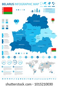 Belarus infographic map and flag - High Detailed Vector Illustration