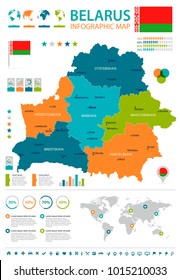 Belarus infographic map and flag - High Detailed Vector Illustration