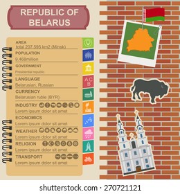 Belarus  infographics, statistical data, sights. Vector illustration