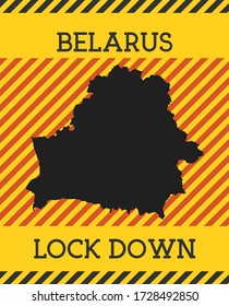 Belarus Lock Down Sign. Yellow country pandemic danger icon. Vector illustration.