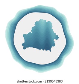 Belarus logo. Badge of the country. Layered circular sign around Belarus border shape. Astonishing vector illustration.