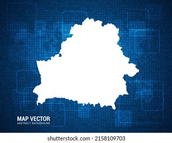 Belarus map with abstract blue background technology pixel board texture.
