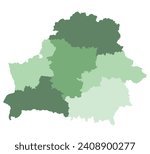 Belarus map. Map of Belarus in administrative provinces in multicolor