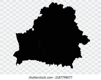 Belarus Map black Color on Backgound png  not divided into cities