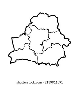 Belarus map of black contour curves of vector illustration