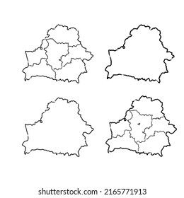 Mapa bielorruso de curvas de contorno negro de ilustración vectorial