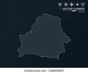 Belarus map of black digital frame HUD, GUI, UI interface technology radar vector.