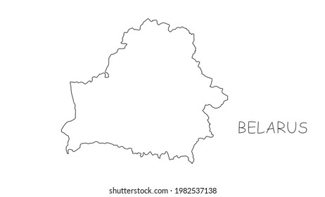 Bielorrusia mapea la línea negra sobre el fondo blanco. Ilustración vectorial.