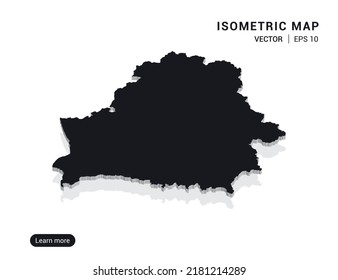 Bielorrusia mapea negro sobre fondo blanco con 3d ilustración vectorial isométrica