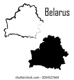Belarus map, black and white vector illustration.
